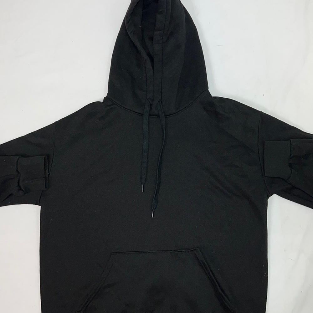 #1044 Hill Plain Black Soft Hoodie | Size: L